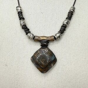 Chicos Copper‎ Pendant Necklace Ethnic Bib Boho Funky Artsy Metal